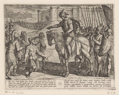 Mannen uit het fort geven zich over aan Julius Civilis De Bataafse oorlogen tegen de Romeinen (serietitel) Batavorum cum Romanis Bellum (serietitel) door Antonio Tempesta