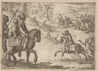 Oosterse jagers jagen op herten door Antonio Tempesta