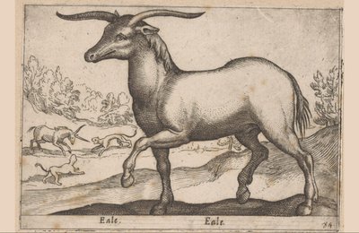 Paard met hoorns (Dieren en fabelwezens) door Antonio Tempesta