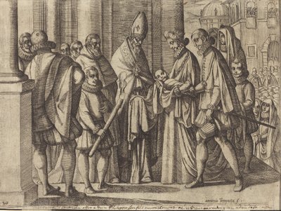 Filips als Jongen voor Margaretha van Oostenrijk [verso] door Antonio Tempesta