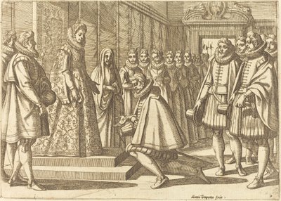 Filips van Spanje voor Margaretha van Oostenrijk door Antonio Tempesta