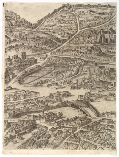 Plan van de Stad Rome. Deel 5 met de Baden van Caracalla, de Santa Sabina en Deel van door Antonio Tempesta