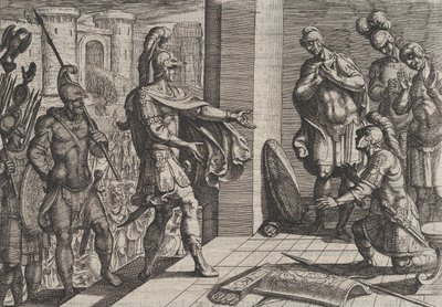 Cerialis vergeeft en helpt Romeinse soldaten die Civilis hebben geholpen, uit De Wa... door Antonio Tempesta