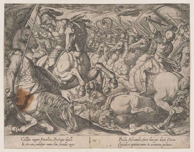 Alexander vecht tegen de Perzen, uit De Daden van Alexander de Grote door Antonio Tempesta