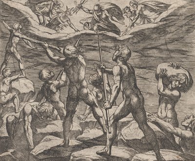 Plaat 6: De Reuzen Proberen Olympus te Bestormen Gigantomachia, uit Ovidius