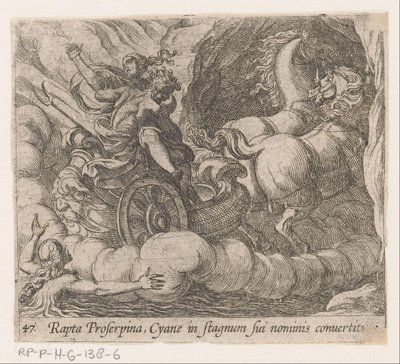 Pluto voert Proserpina langs de nimf Cyane door Antonio Tempesta