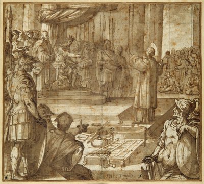 St. Laurentius spreekt in aanwezigheid van prefect Decius door Antonio Tempesta