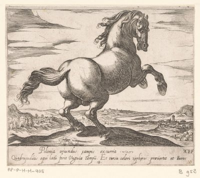 Steigerend paard naar rechts gewend door Antonio Tempesta