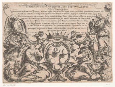 Titelprent met opdracht aan en wapen van Cosimo II de