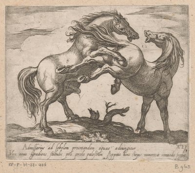 Twee parende paarden door Antonio Tempesta