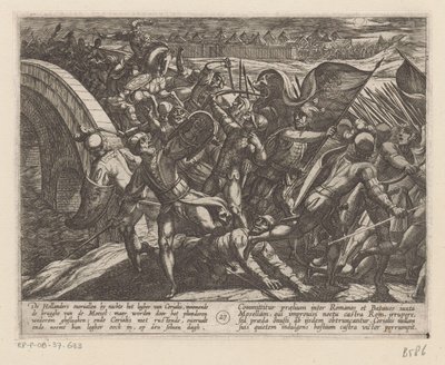 Verrassingsaanval op het Romeinse kamp aan de Moezel door Antonio Tempesta