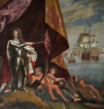 George, Prins van Denemarken, als Lord High Admiral of England (detail) door Antonio Verrio