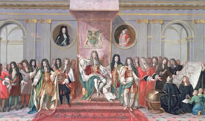 James II (1633-1701) ontvangt de wiskundige geleerden van Christ