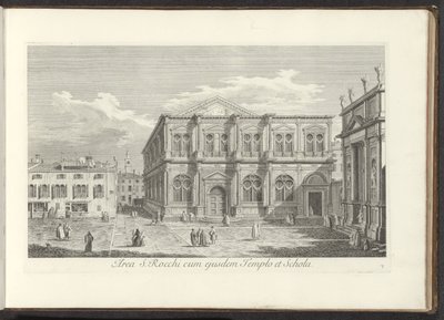 Gezicht op Campo San Rocco te Venetië door Antonio Visentini