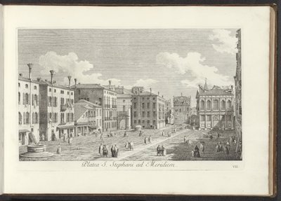 Gezicht op Campo Santo Stefano te Venetië door Antonio Visentini