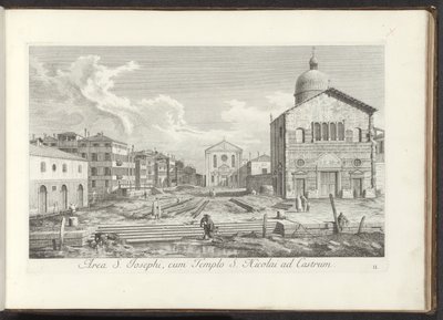 Gezicht op de Chiesa di San Giuseppe di Castello te Venetië door Antonio Visentini