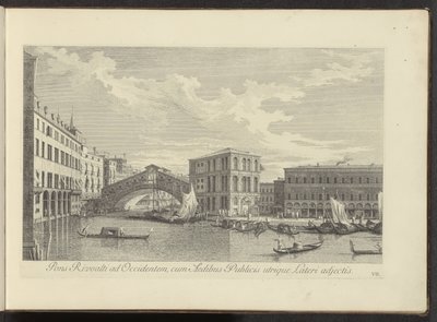 Gezicht op het Canal Grande, Palazzo dei Camerlenghi en de Rialtobrug te Venetië door Antonio Visentini
