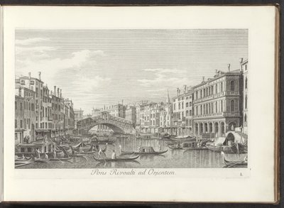 Gezicht op het Canal Grande en de Rialtobrug te Venetië door Antonio Visentini