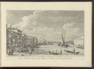 Gezicht op het Canal Grande en de kerk de Santa Chiara te Venetië door Antonio Visentini