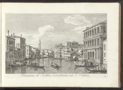 Gezicht op het Canal Grande en de toren van de San Vitale te Venetië door Antonio Visentini