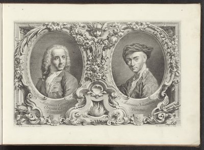 Portretten van kunstenaars Canaletto en Antonio Visentini door Antonio Visentini