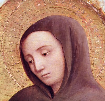 Hoofd van een heilige uit het altaarstuk van St. Jerome, 1441 (detail) door Antonio Vivarini