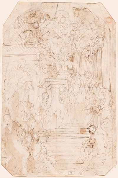 Presentatie van de Maagd in de Tempel (verso) door Antonio Zanchi
