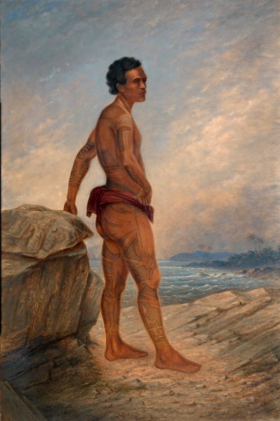 Melanesische man, ca. 1890-1899 door Antonio Zeno Shindler