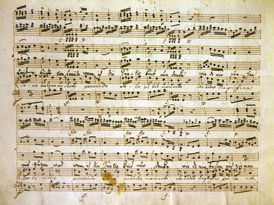 Laat 18e-eeuwse kopie van een manuscriptpagina uit de partituur van La scuola de gelosi door Antonio after Salieri