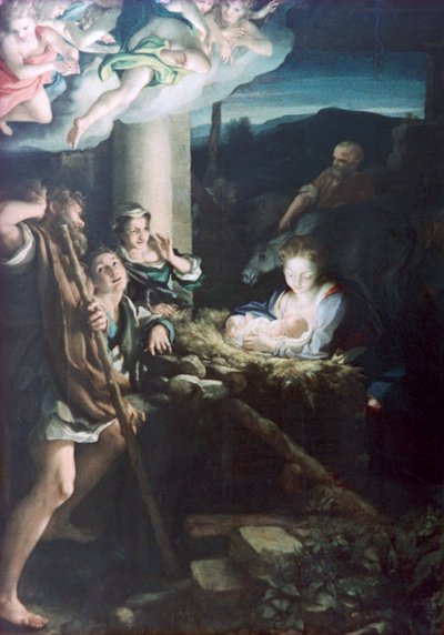 Kerststal, 1522-1530 door Antonio da Correggio