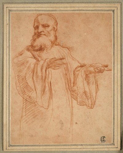 St. Benedictus gebaart naar links: Studie voor de kroning van de Maagd door Antonio da Correggio