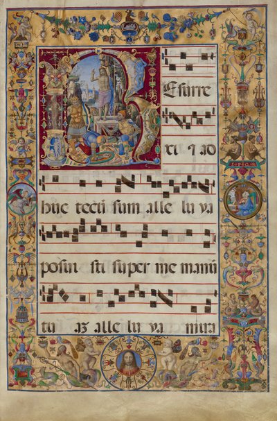 Het Graduale. Initiaal R: De Opstanding, c.1500 door Antonio da Monza