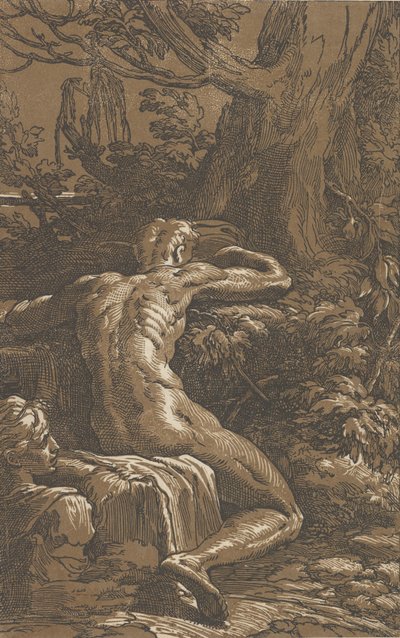 Man zittend gezien van achteren Narcissus, ca. 1527-30 door Antonio da Trento