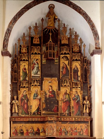 Polyptiek van het gedicht van verlossing en kroning van de Maagd Maria, houtschilderij door Antonello de Saliba door Antonio de Saliba
