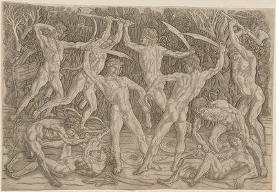 Slag van de Naakten, 1470s-80s door Antonio Pollaiuolo