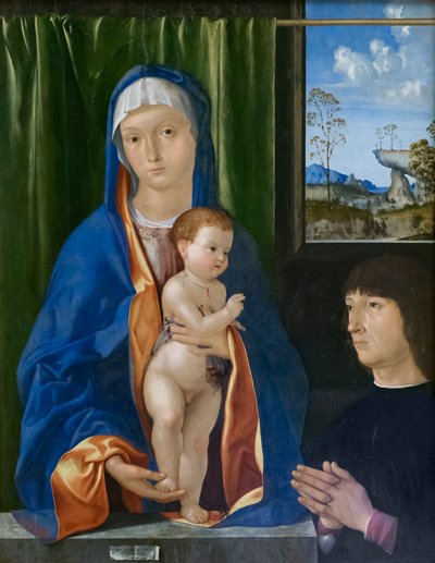 Maagd Maria met kind en schenker door Antonio known as lo Zingaro Solaro