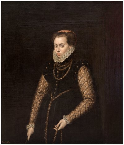 Spaans:  La dama de las cadenas de oro Dame met gouden kettingen door Antonis Mor