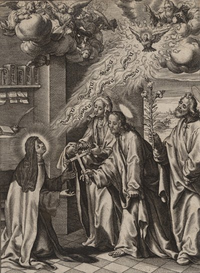 Het visioen van St. Theresa, 1570-1604 door Antonius Wierix