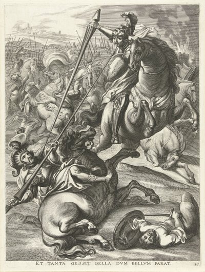 Achilles verslaat Telephos; intocht van Ferdinand te Gent in 1635 door Antony van der Does