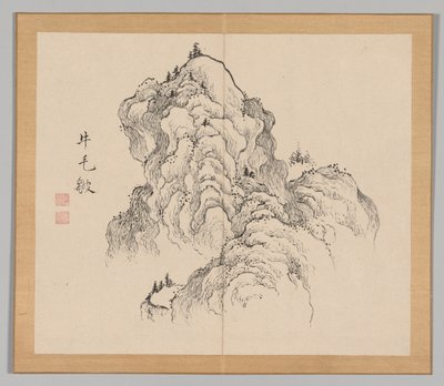 Dubbel Album van Landschapsstudies na Ikeno Taiga, Volume 1 blad 16, 18e eeuw door Aoki Shukuya