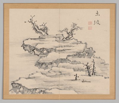 Dubbel album van landschapsstudies naar Ikeno Taiga, Volume 1 blad 21, 18e eeuw door Aoki Shukuya