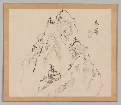 Dubbel album van landschapsstudies naar Ikeno Taiga, Volume 1 blad 25, 18e eeuw door Aoki Shukuya