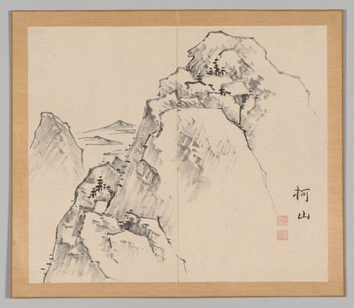 Dubbel Album van Landschapsstudies na Ikeno Taiga, Volume 1 blad 27 door Aoki Shukuya