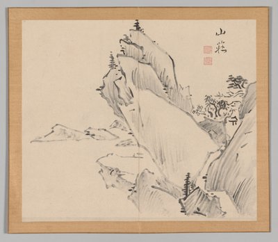 Dubbel Album van Landschapsstudies na Ikeno Taiga, Deel 1 blad 30, 18e eeuw door Aoki Shukuya