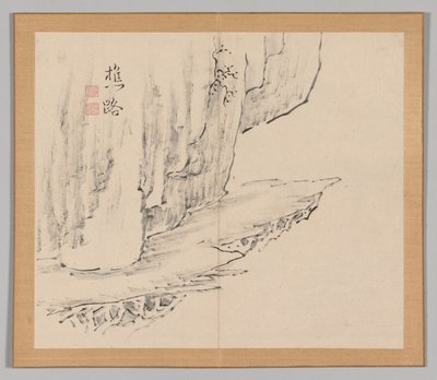 Dubbel Album van Landschapsstudies naar Ikeno Taiga, Volume 1 blad 31 door Aoki Shukuya