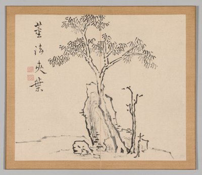 Dubbel album van landschapsstudies naar Ikeno Taiga, Volume 1 blad 4, 18e eeuw door Aoki Shukuya
