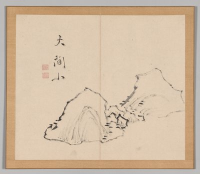 Dubbel Album van Landschapsstudies na Ikeno Taiga, Deel 1 blad 6 door Aoki Shukuya