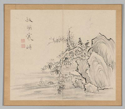 Dubbel album van landschapsstudies na Ikeno Taiga, Volume 2 blad 10, 18e eeuw door Aoki Shukuya