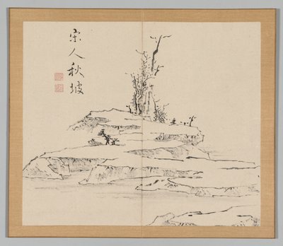 Dubbel album van landschapsstudies naar Ikeno Taiga, Deel 2 blad 12, 18e eeuw door Aoki Shukuya