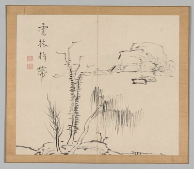 Dubbel Album van Landschapsstudies na Ikeno Taiga, Deel 2 blad 16, 18e eeuw door Aoki Shukuya